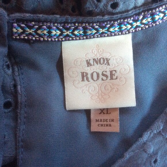 Knox Rose Blue Embroidered Eyelet Boho Dress Size XL - Picture 3 of 5